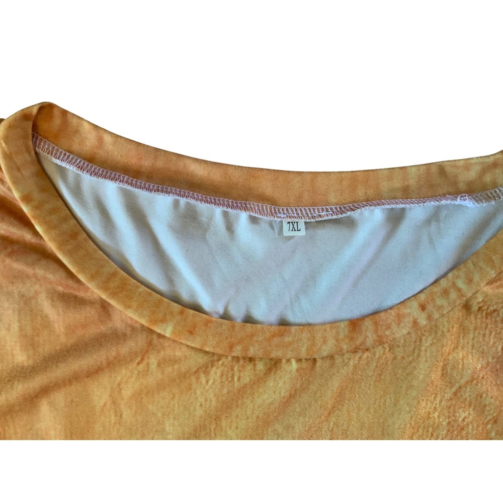 Womens Dragonfly Oil Painting Print T-Shirt Short Sleeve Orange Blue Size 7XL - Picture 2 of 3